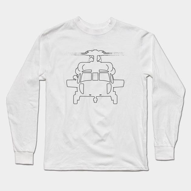 Black Hawk helicopter outline graphic (black) Long Sleeve T-Shirt by soitwouldseem